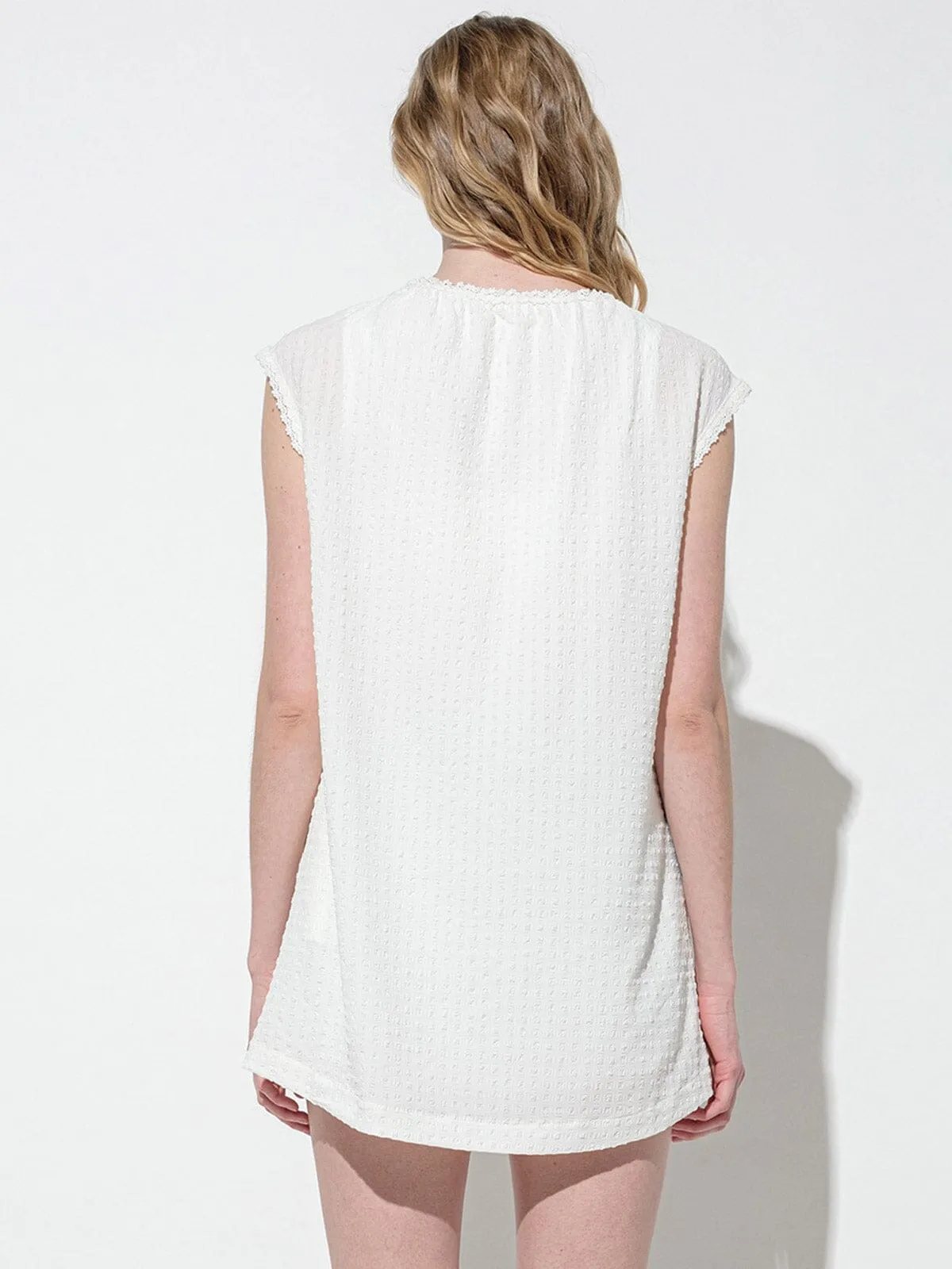 WOMEN'S SLEEVELESS POCKETS DETAILED TUNIC MINI DRESS