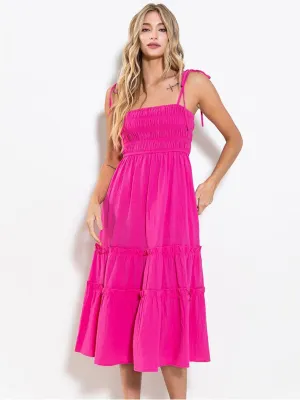 WOMEN'S SLEEVELESS SMOCK TIERED MINI DRESS