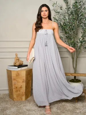 WOMEN'S SLEEVELESS SWISS DOT DETAILED MAXI DRESS