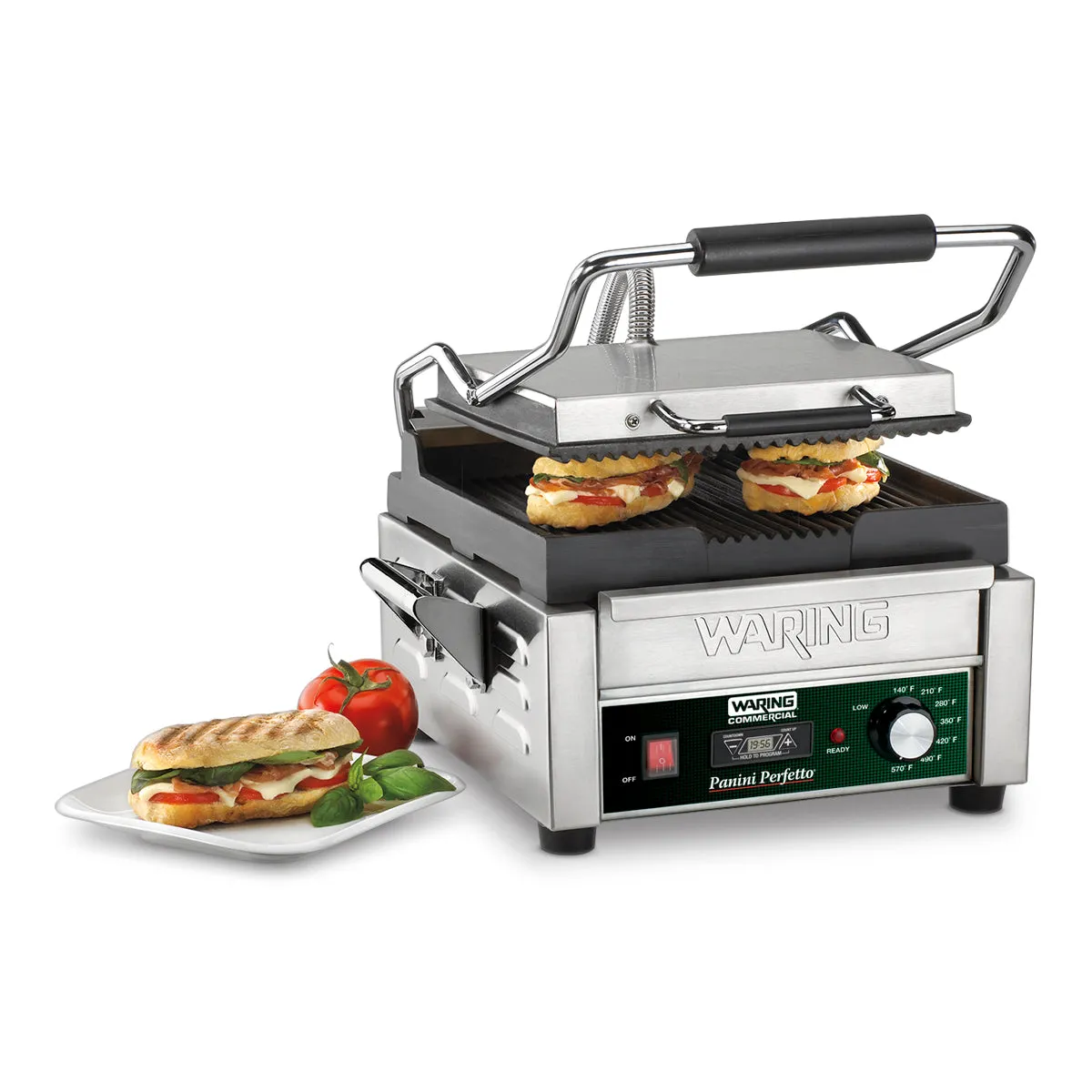 WPG150T Panini Perfetto with Timer - Compact Panini Grill by Waring Commercial