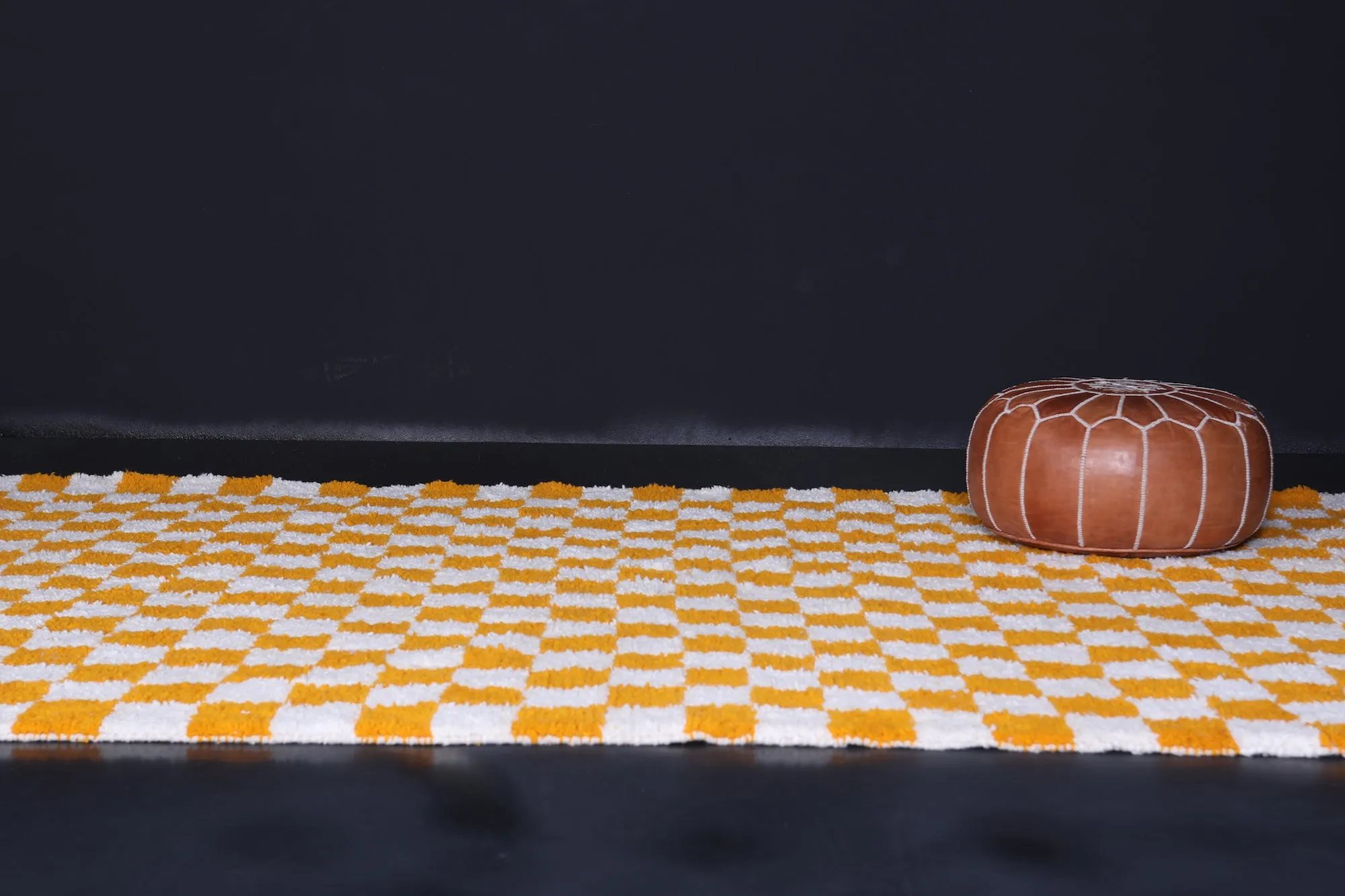 Yellow Checkered rug - Moroccan rug - Wool rug