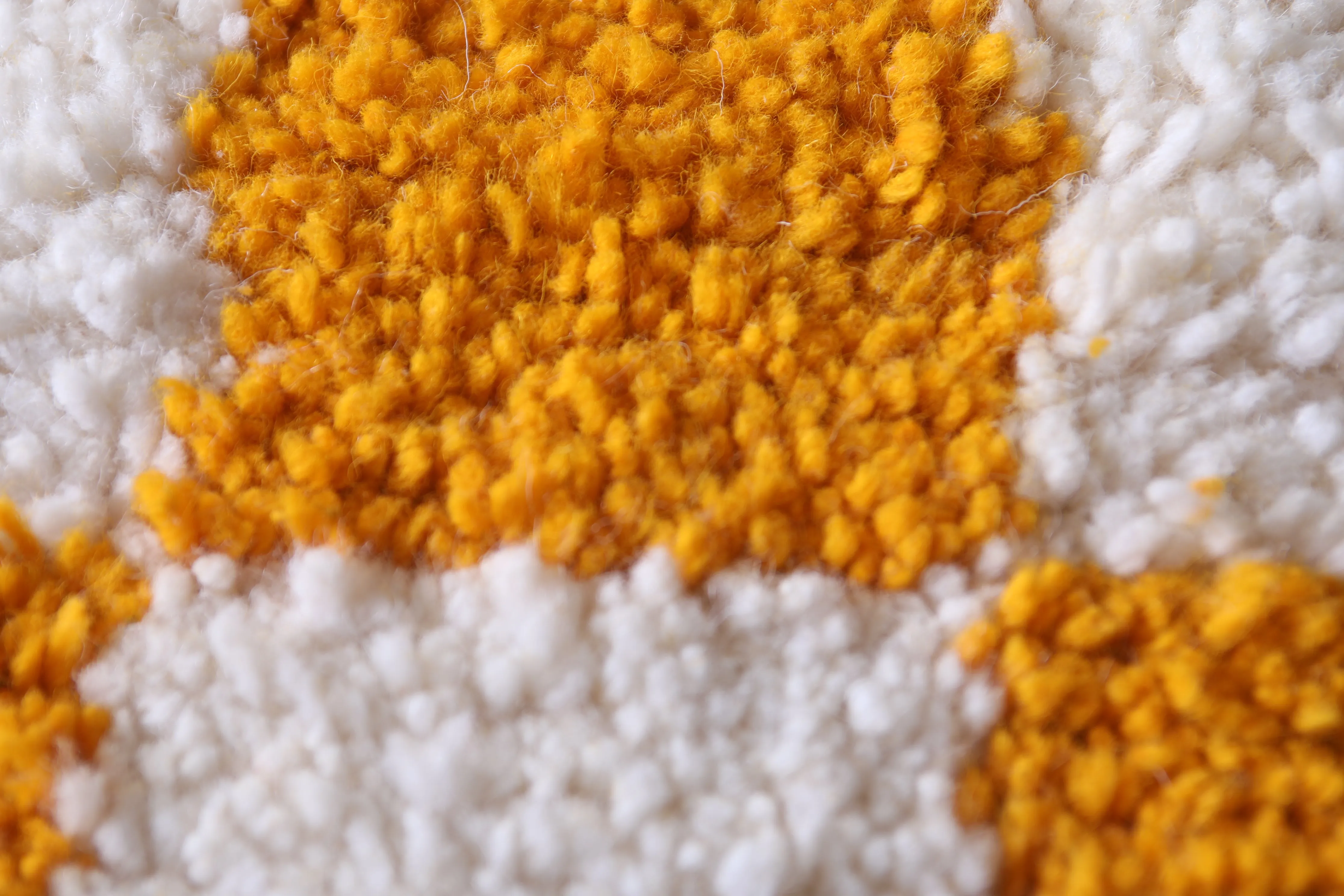 Yellow Checkered rug - Moroccan rug - Wool rug