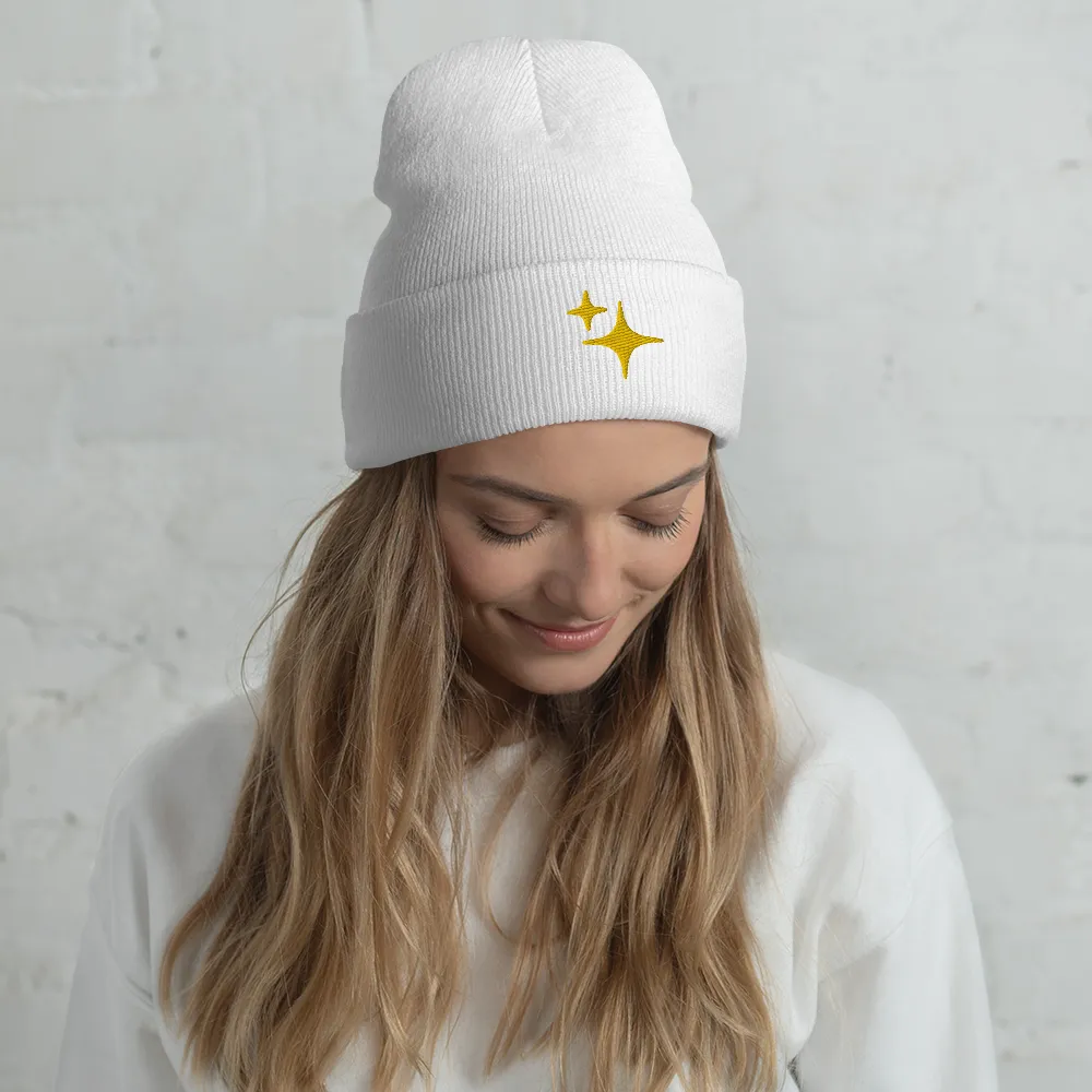 Yellow Sparkle Embroidered Beanie