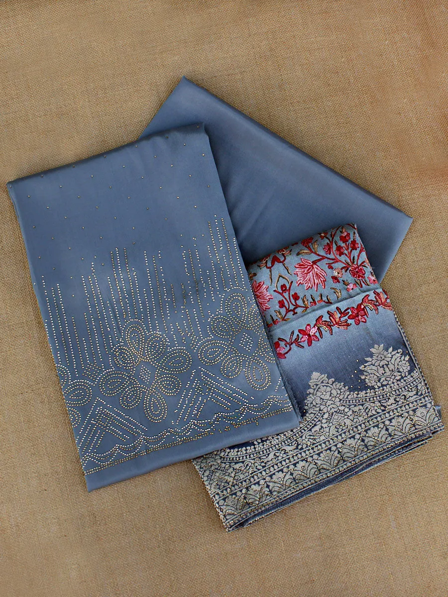 Zeenat Grey Crepe Suit With Dola Silk Digital Print Dupatta