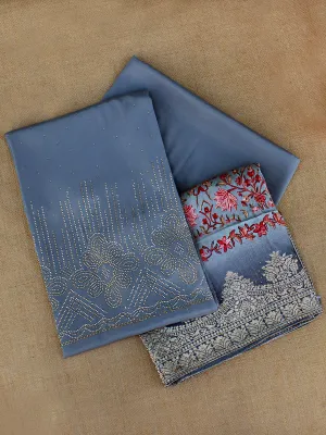 Zeenat Grey Crepe Suit With Dola Silk Digital Print Dupatta